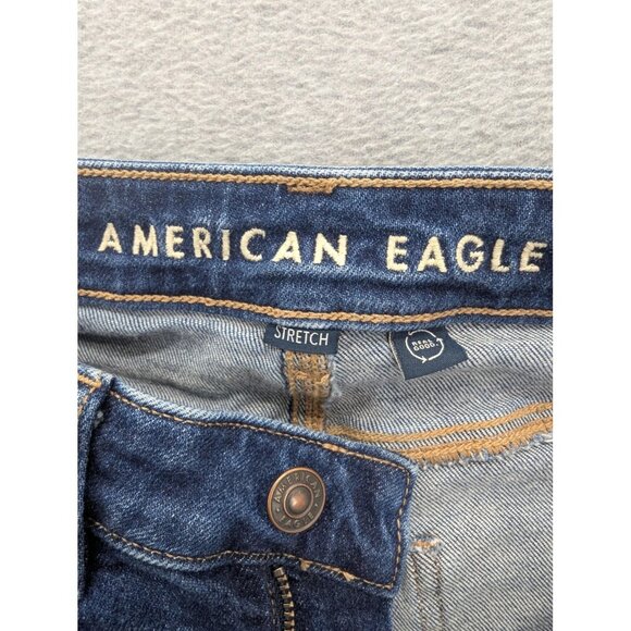 American Eagle Jeans Womens 6 Long Dark Wash Mom Jean High Rise Stretch Tapered - Picture 13 of 16